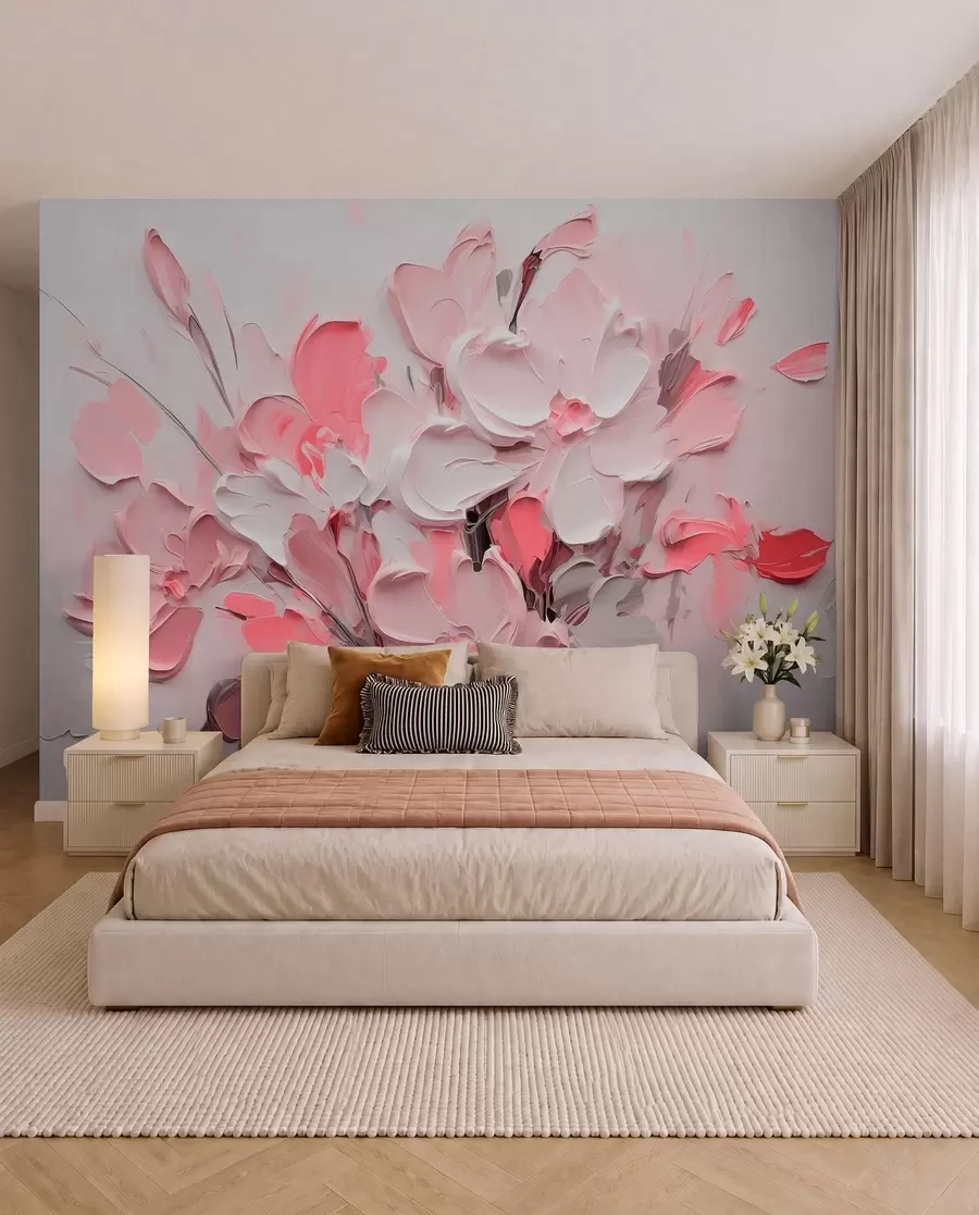 wall murals Апстрактно волуметријско цвеће у стилу уљаног сликарства w03582v3