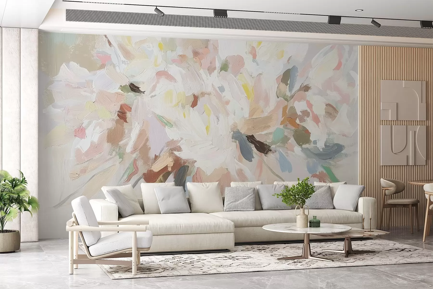 wall murals Нежно апстрактно цвеће у стилу уљаног сликарства w03579