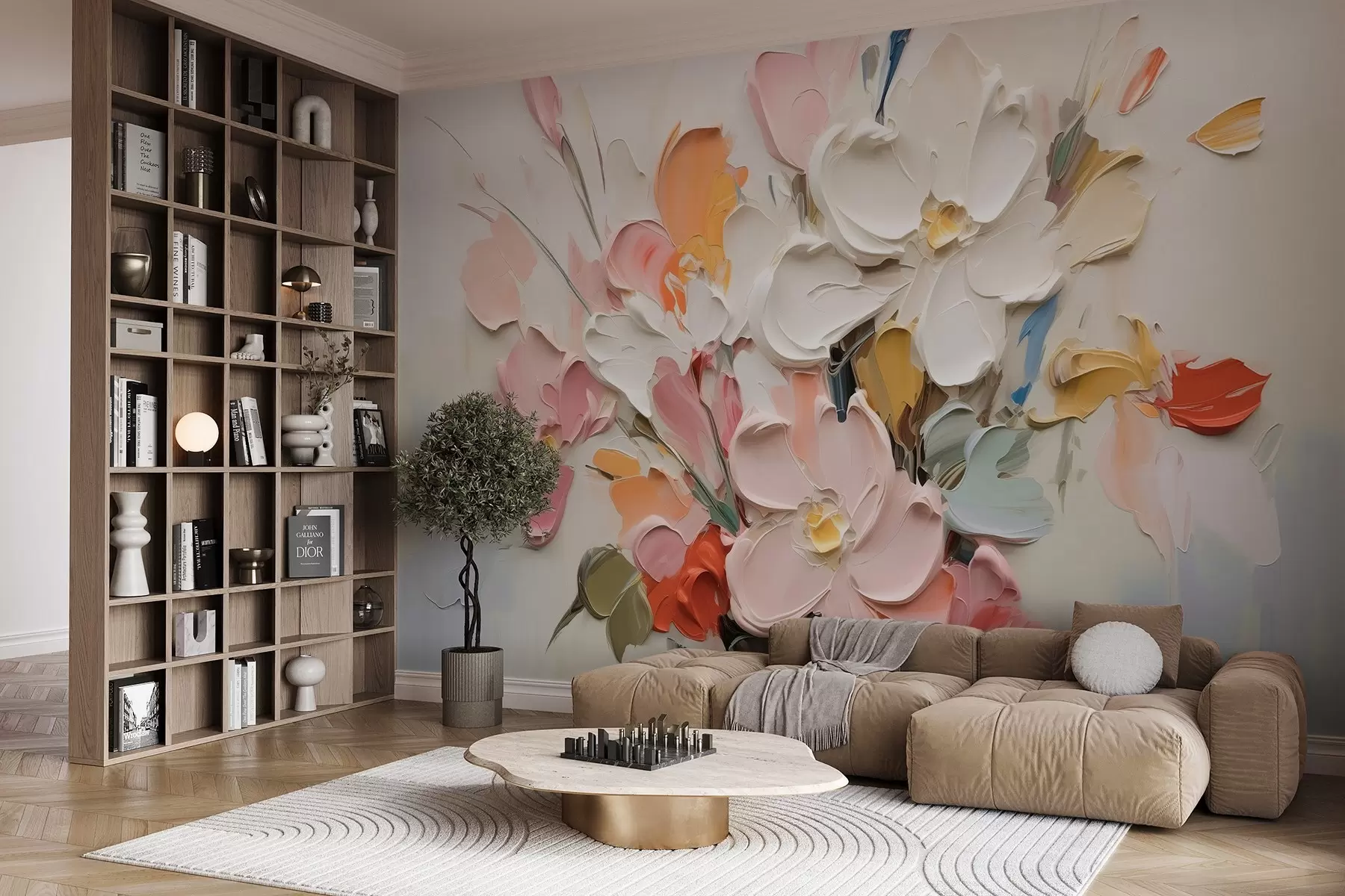 wall murals Апстрактно волуметријско цвеће у стилу уљаног сликарства w03582