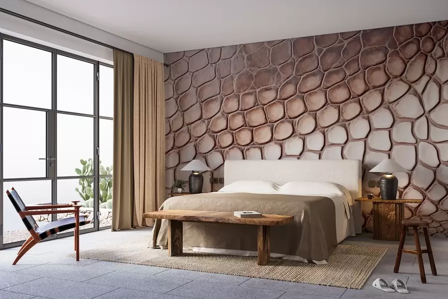 wall murals Бело-браон кожа гмизаваца, шара w08957