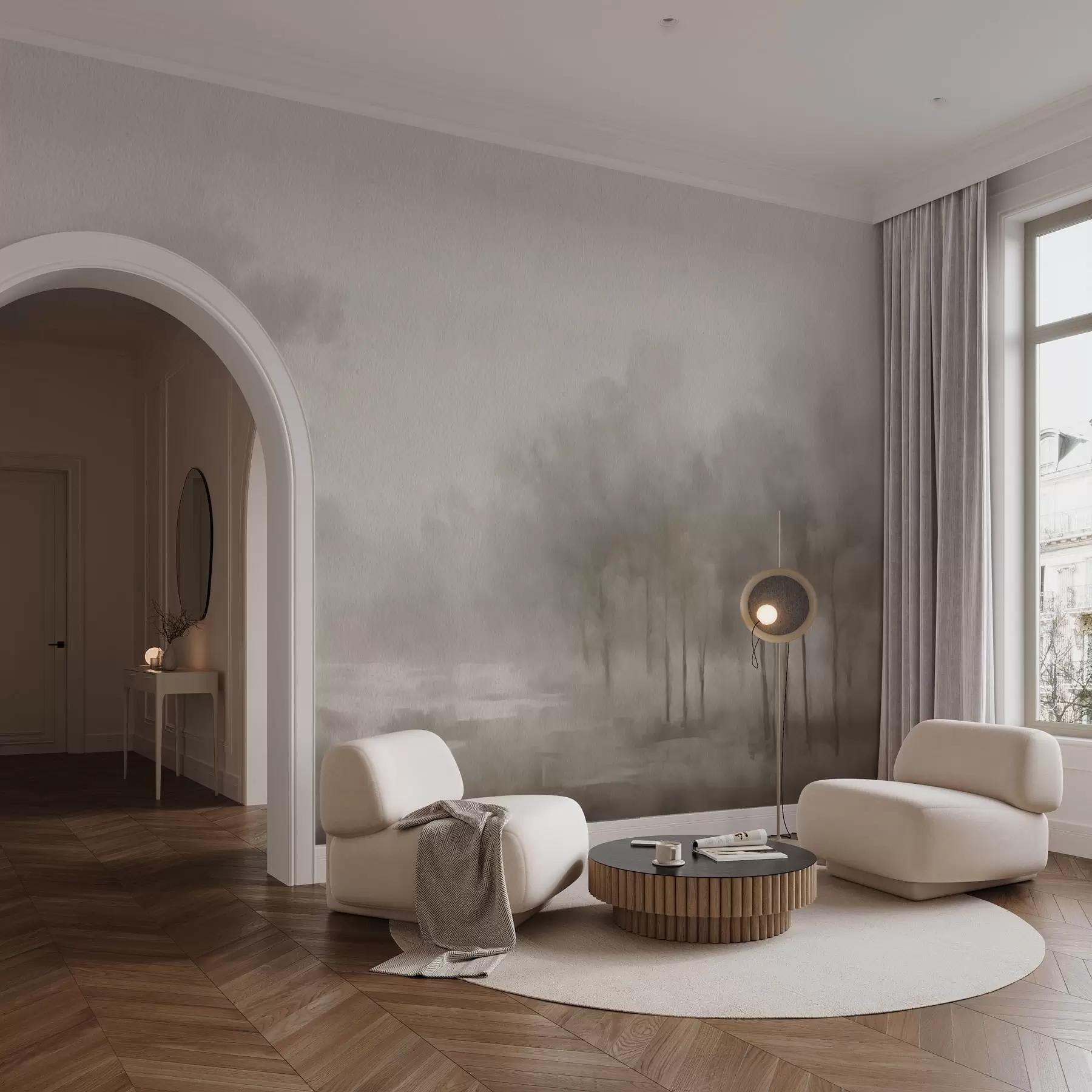 wall murals Апстрактна шума у светло сивим тоновима w03596v1