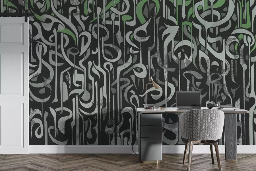 wall murals Улични дизајн са зеленом и сивом w03607v2