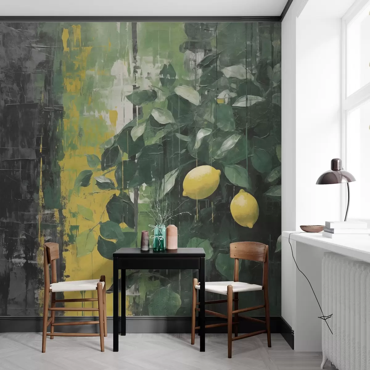 wall murals Лимуни на контрастној позадини у грунге стилу w03601