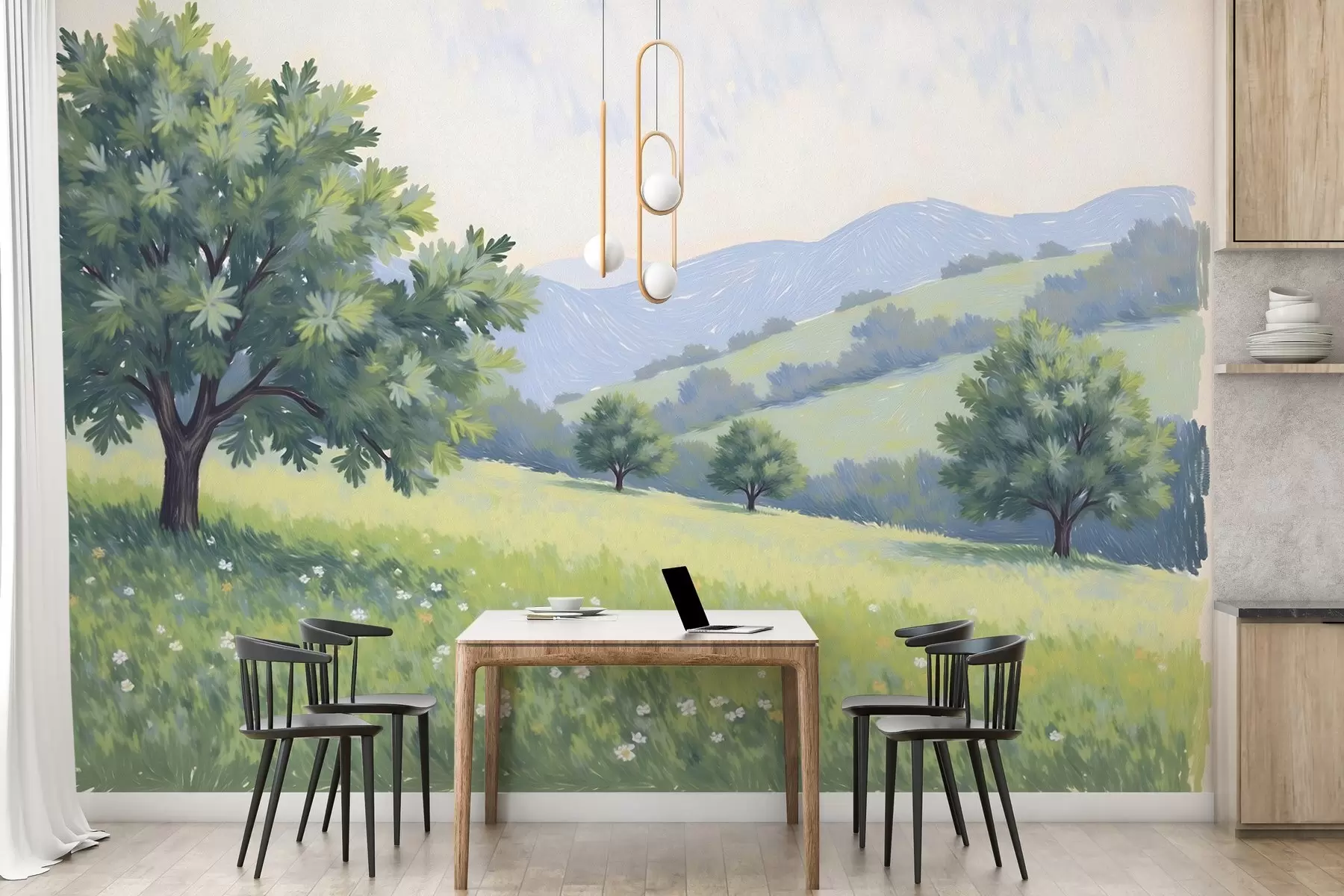wall murals Пејзаж насликан у стилу уља w03656