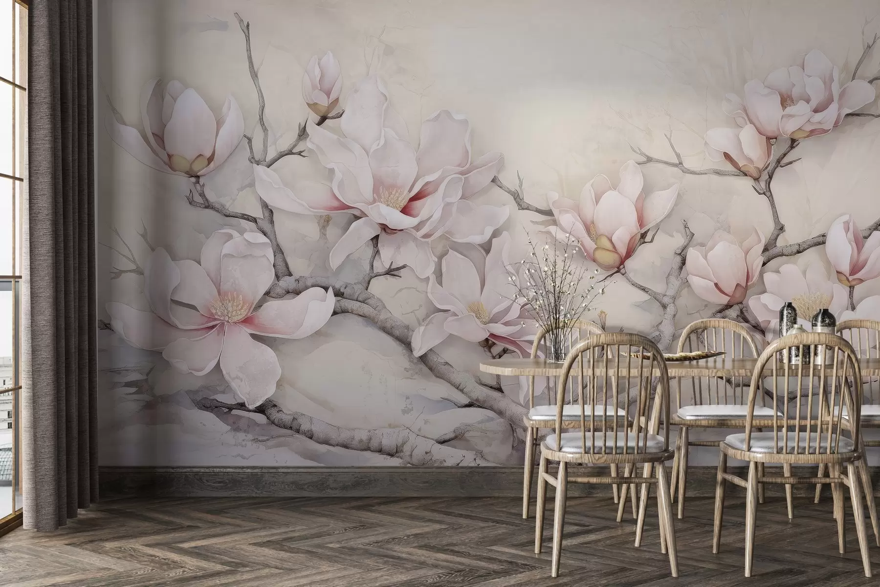 wall murals Бујно обојено дрво магнолије w03658