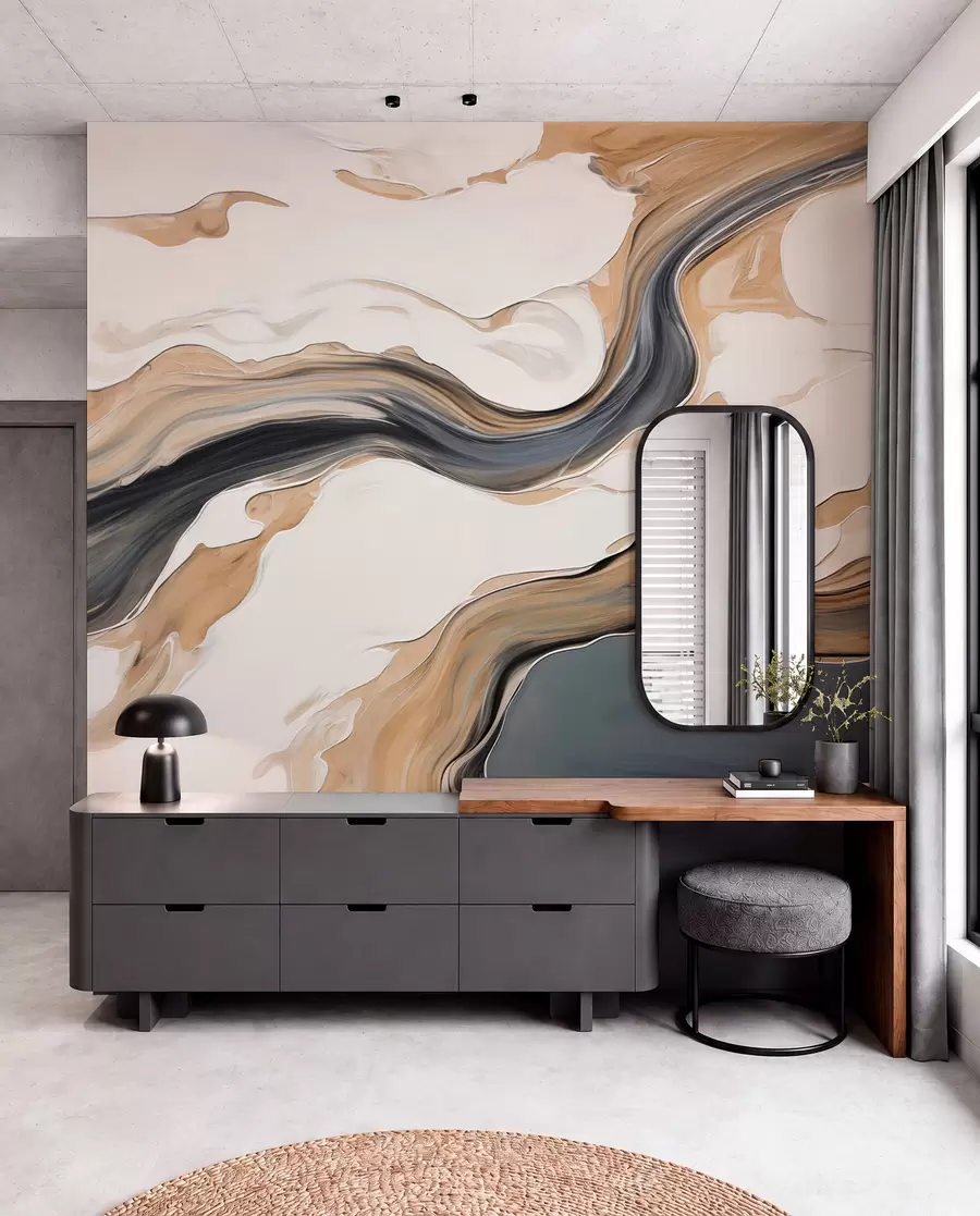wall murals Смеђе-сиве пруге у облику таласа w09001