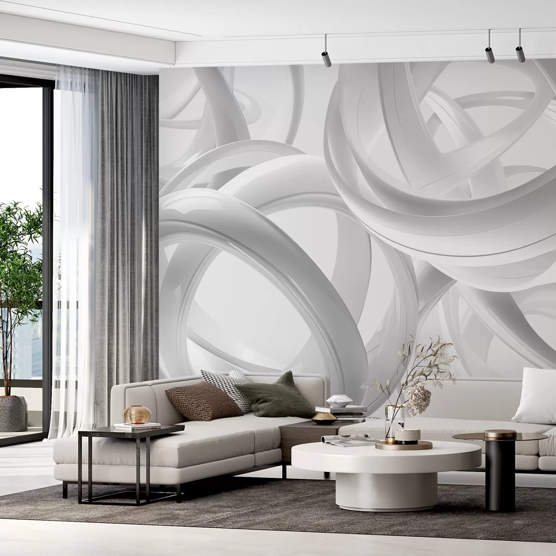 wall murals Апстрактне монохромне фигуре w03674v2