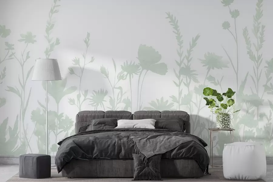 wall murals Летња ливада, рустикално, цвеће, зелена палета боја  w03670v3
