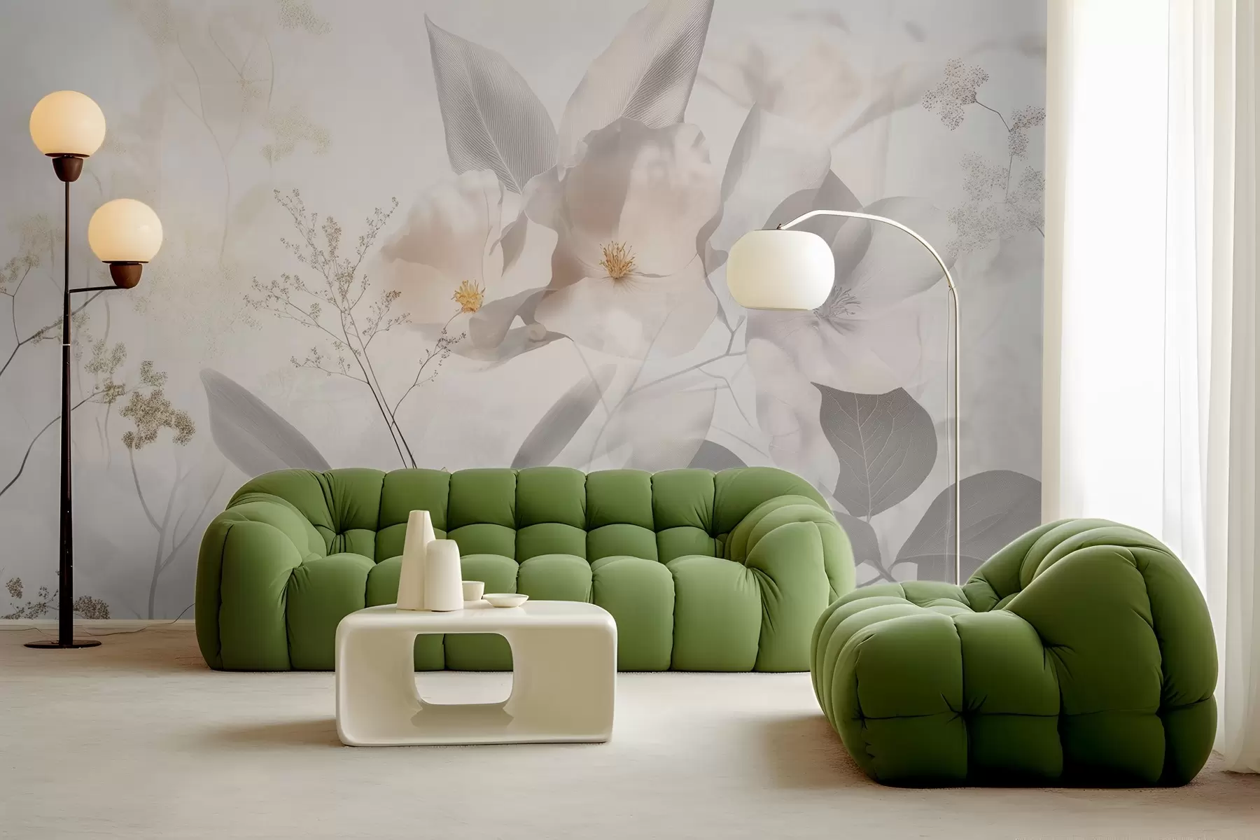 wall murals Цвеће и гране са листовима w03717