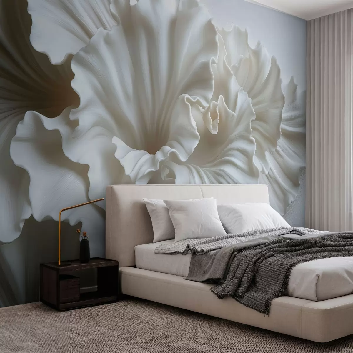 wall murals нежне беле латице са замршеним таласастим ивицама w03620