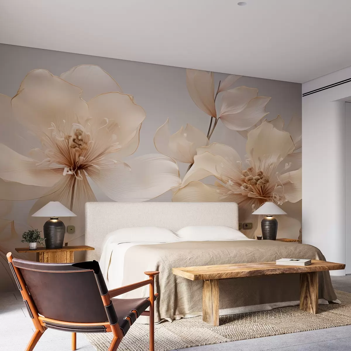 wall murals Беж ваздушно цвеће у меким тоновима w09016