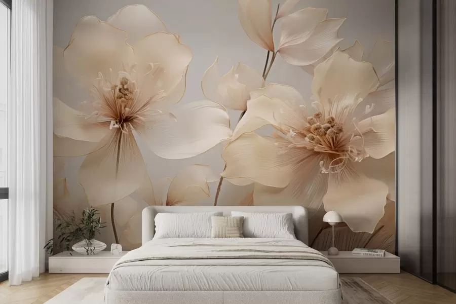 wall murals Беж ваздушно цвеће у меким тоновима w09016