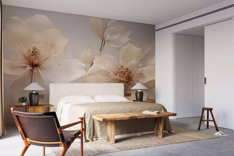 wall murals Беж ваздушно цвеће у меким тоновима w09016
