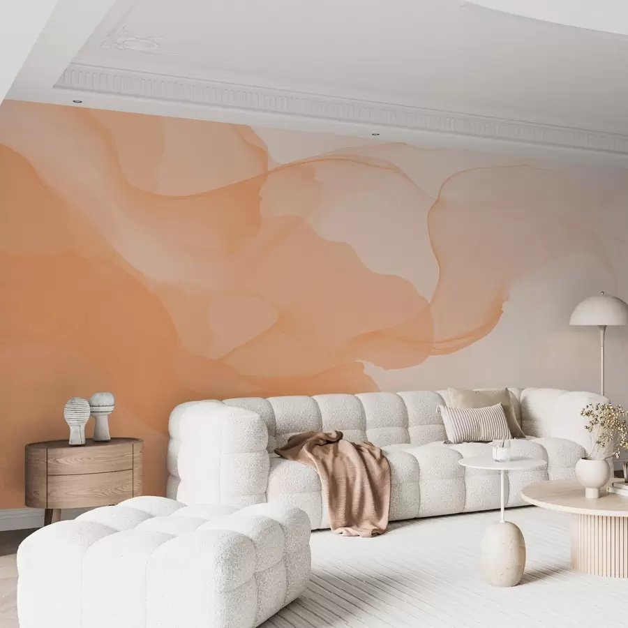 wall murals Наранџасти дим на белој позадини w09026