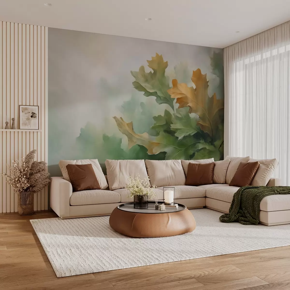 wall murals Апстрактно храстово лишће w03775