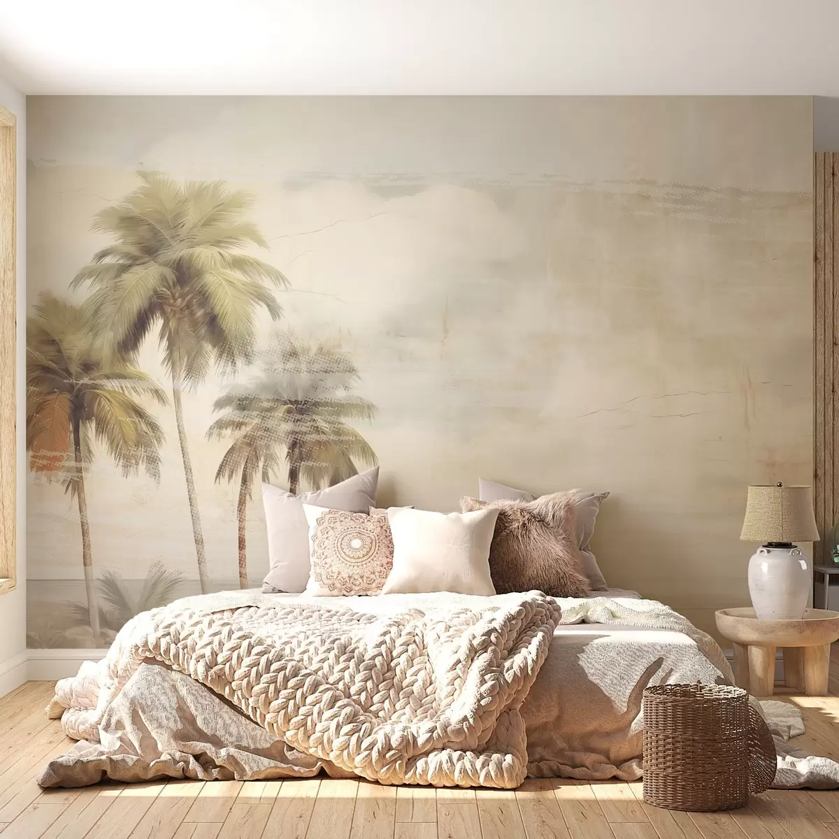 wall murals Тропски сан, палме, облаци, небо, море, текстура w03780