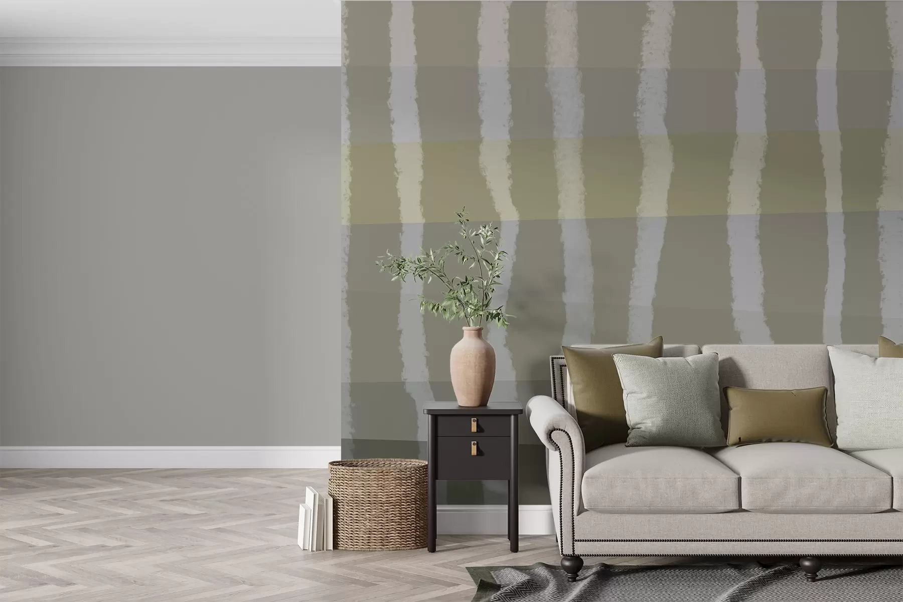 wall murals Линије смирености, вертикалне таласасте линије, понављајући узорак, геометријски облици, мека градација w03788v1