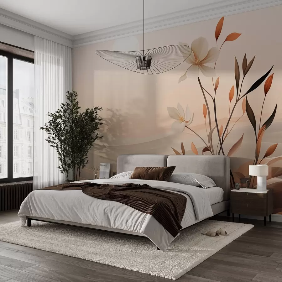 wall murals Расте цвет на позадини пустиње и планина w09044