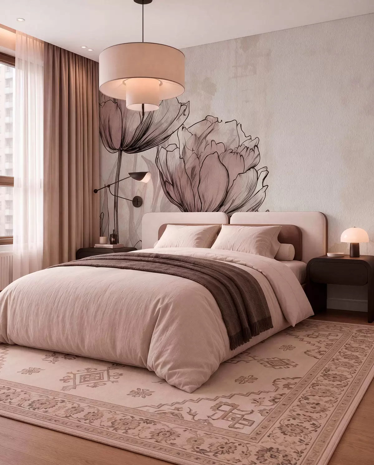 wall murals Cvjetovi u sepiji w03796
