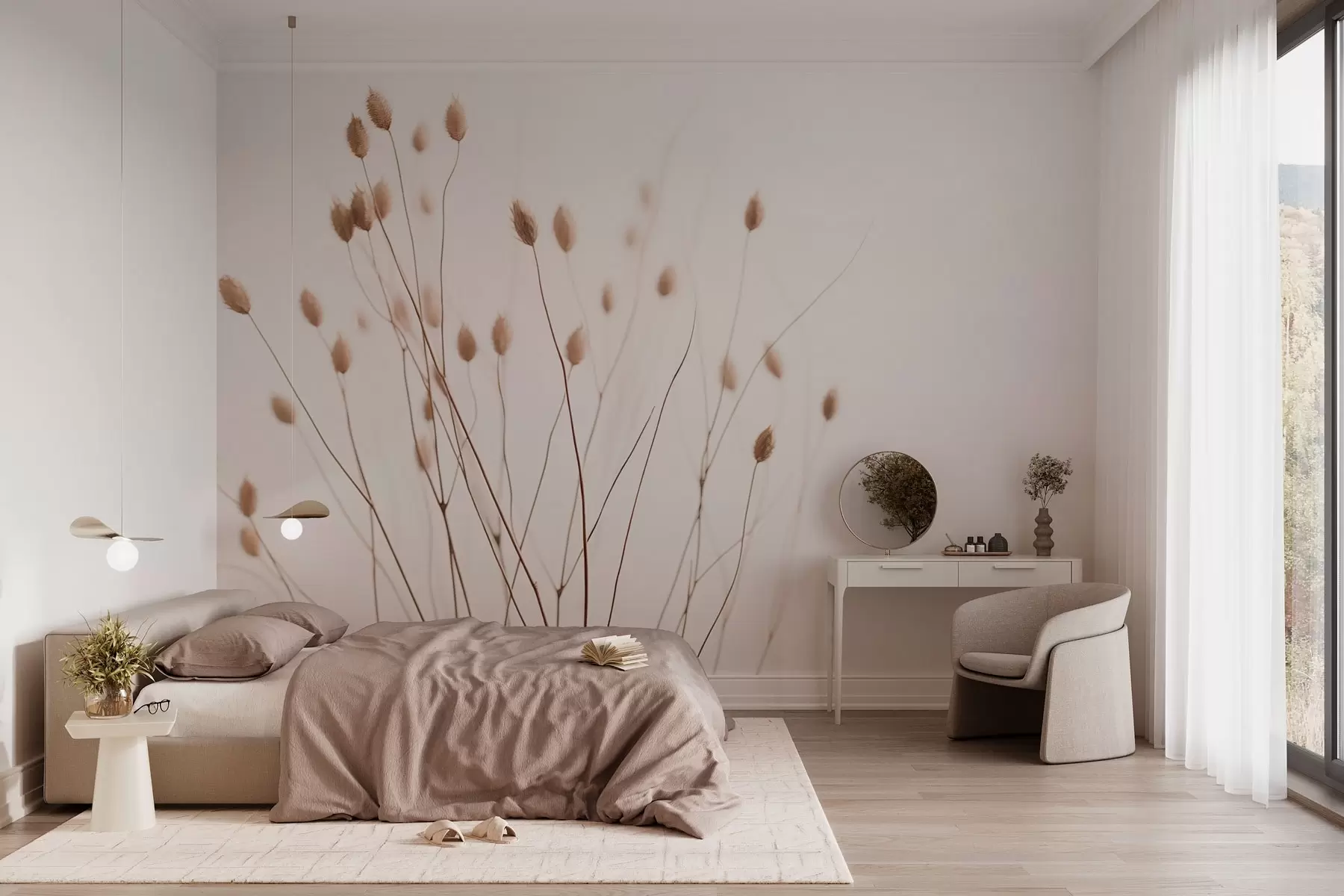 wall murals Минималистичке гране са класовима на белој позадини w03805