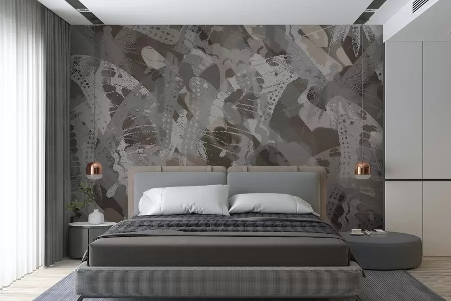 wall murals апстракција јато лептира у сивим и браон тоновима w03725