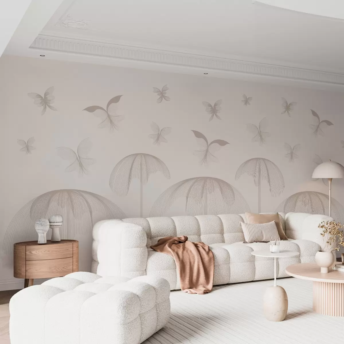 wall murals минималистички линеарни лептири за тапете и фонтане на млечној позадини w03762