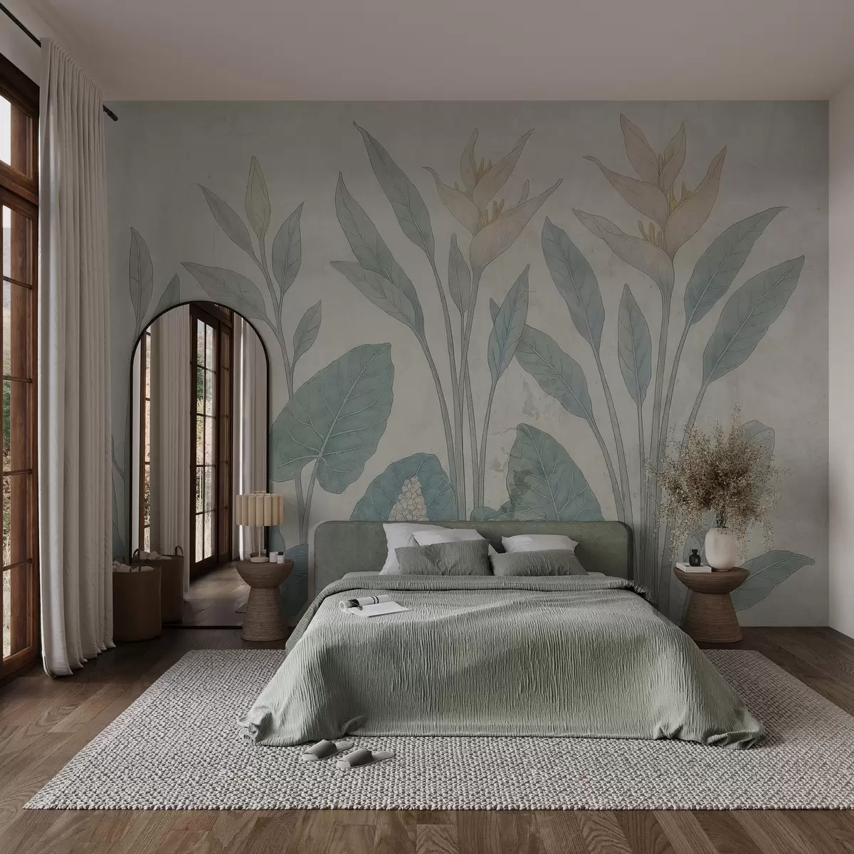 wall murals Грунге листови на старом зиду w03823