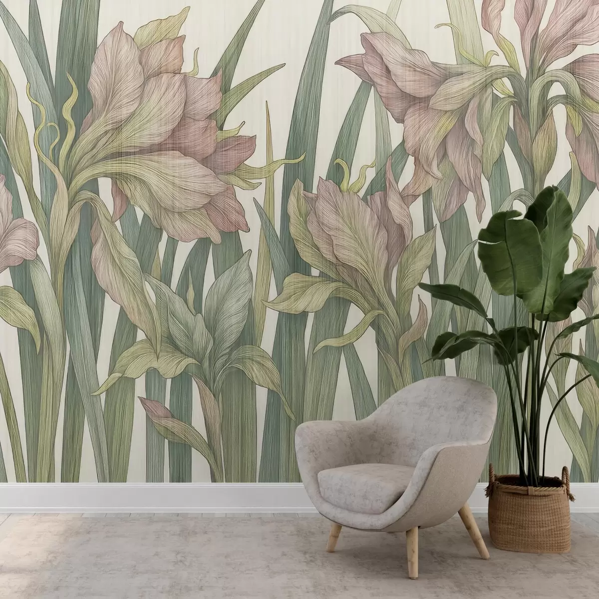 wall murals Елегантно стилизовано цвеће w03829