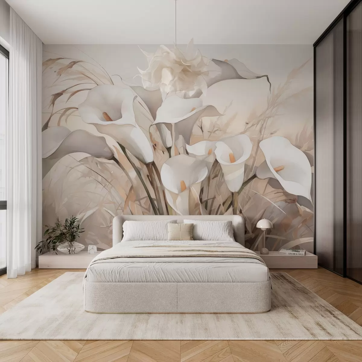 wall murals Цалла љиљани у сувој трави имитација акварела w03843v1