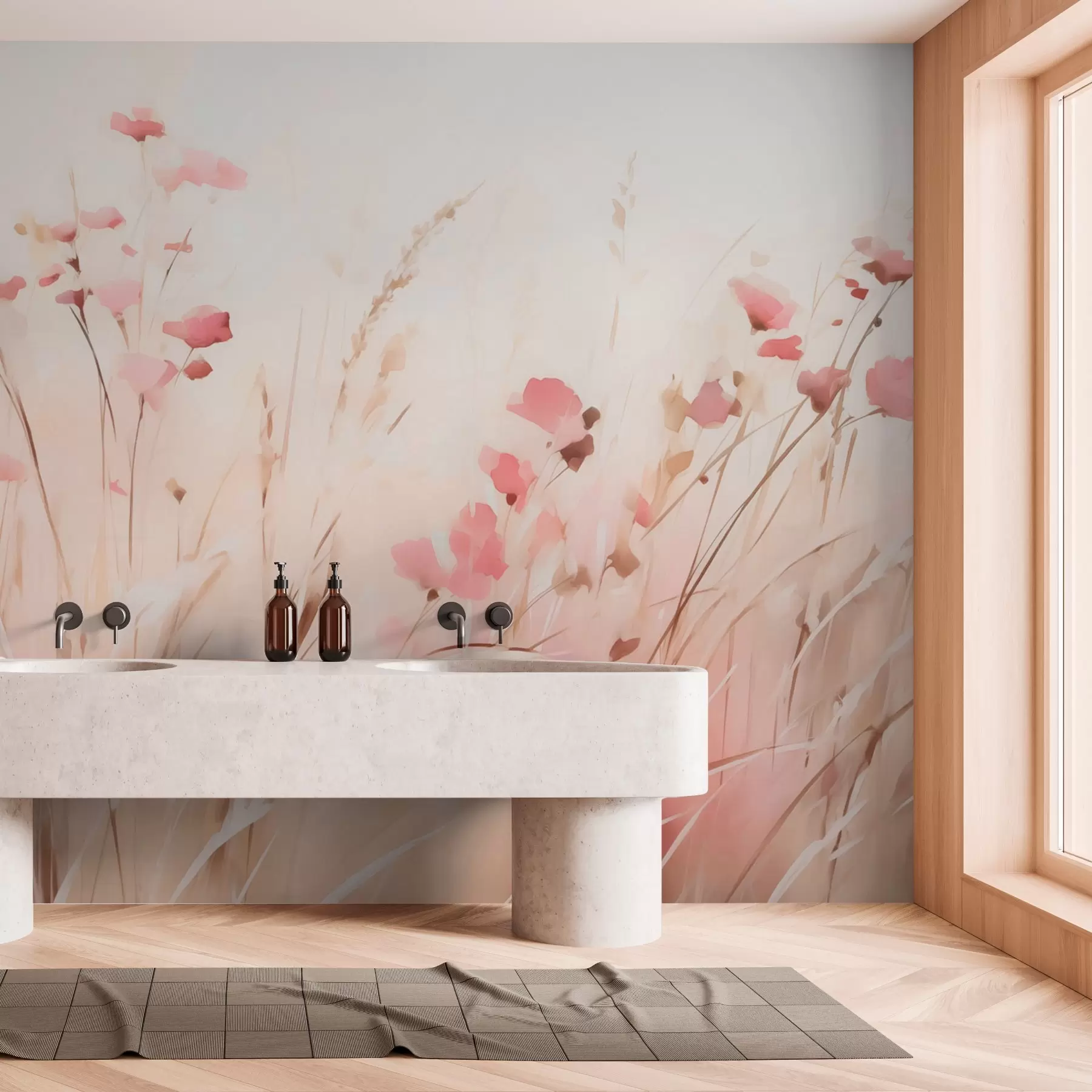wall murals Дивље цвеће у сувој трави имитација акварела w03849