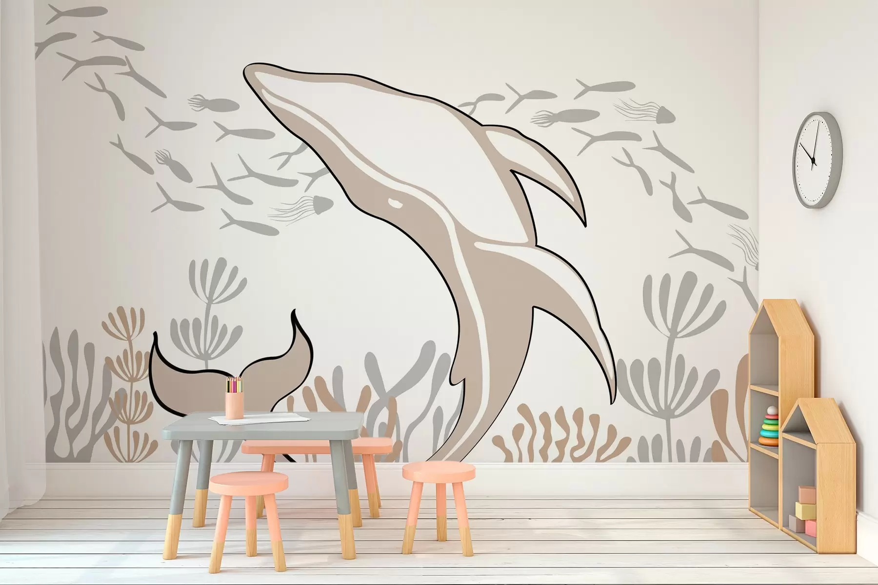 wall murals Кит међу рибама w03853