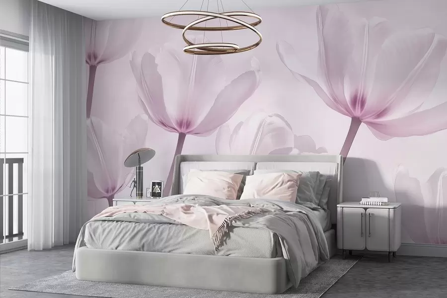 wall murals Прелепи лале, цветне, розе боје, реализам w03877v2