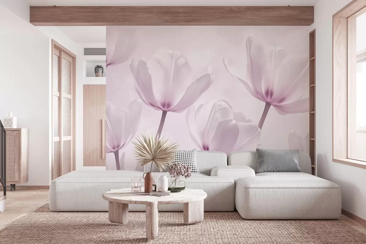 wall murals Прелепи лале, цветне, розе боје, реализам w03877v2
