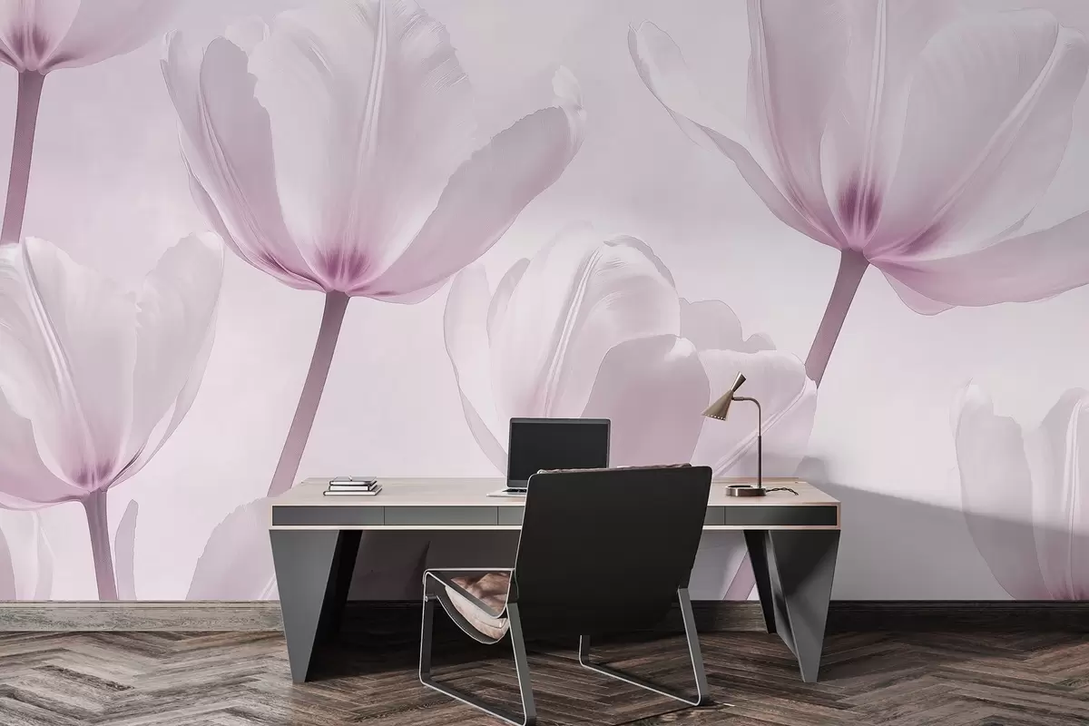 wall murals Прелепи лале, цветне, розе боје, реализам w03877v2