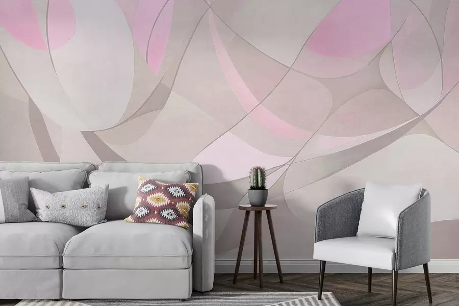 wall murals Геометријска апстракција, пригушене ружичасте и беж боје w03878v1