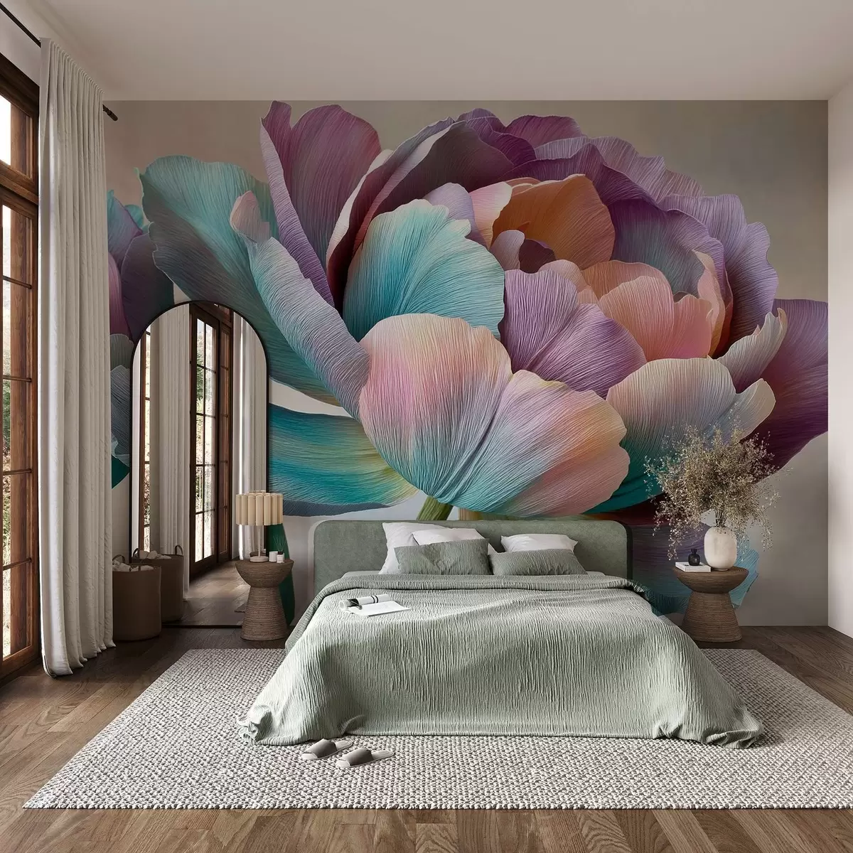 wall murals Шарени цвет у стилу креп папира w09076