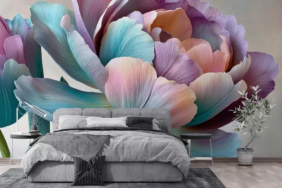 wall murals Шарени цвет у стилу креп папира w09076