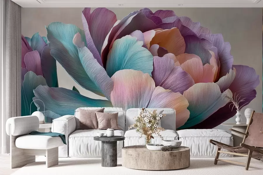 wall murals Шарени цвет у стилу креп папира w09076
