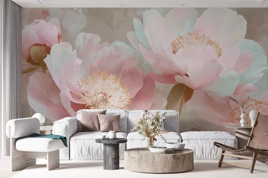 wall murals Нежни божури у розе и беж тоновима w09087v1
