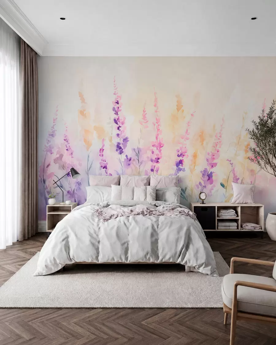 wall murals Винтаге поље лаванде w09069