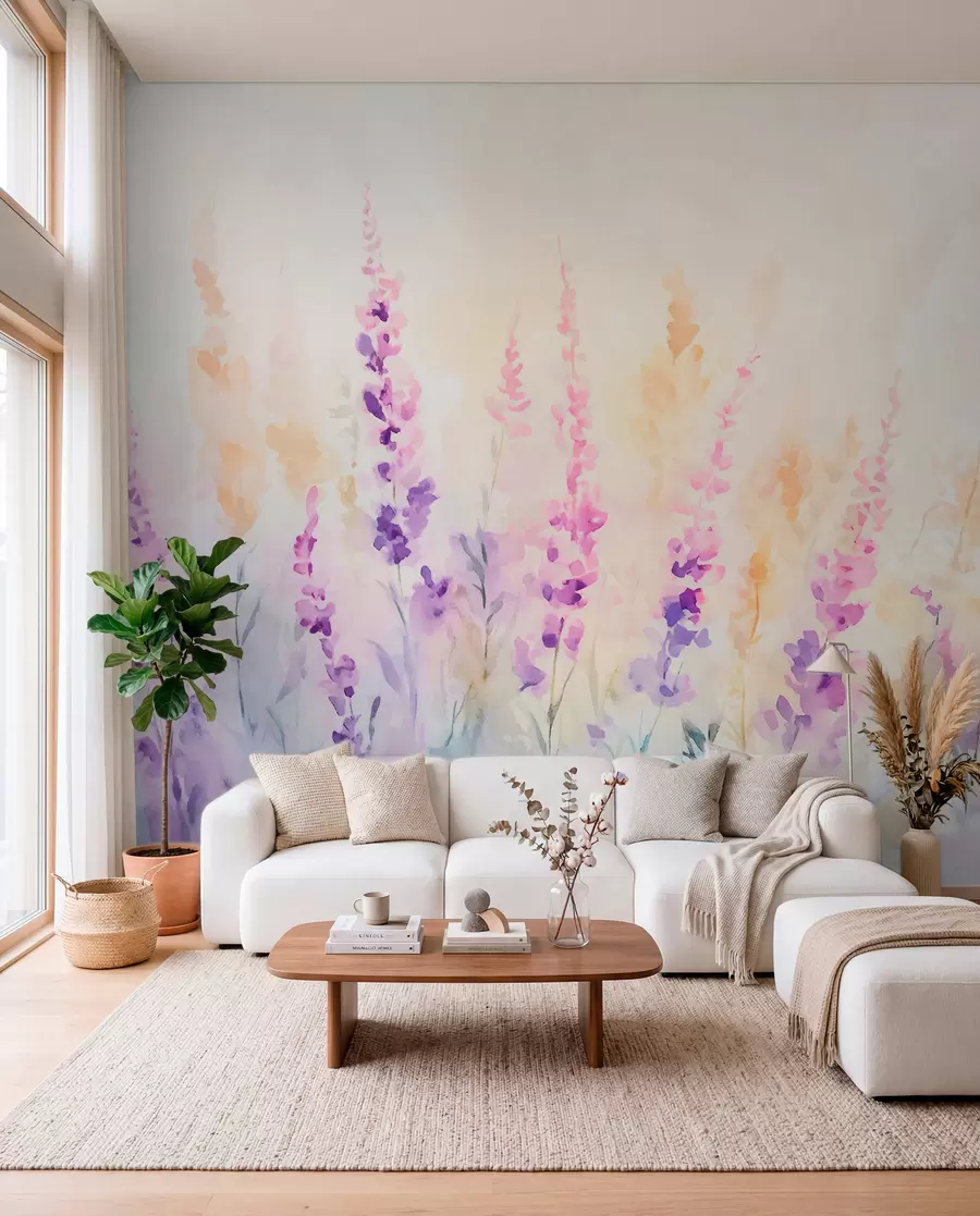 wall murals Винтаге поље лаванде w09069