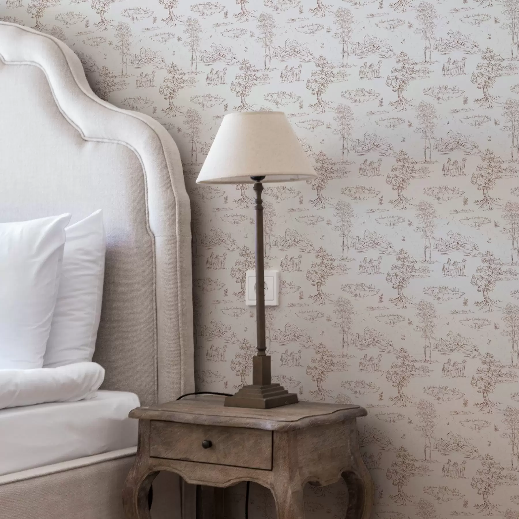 wall murals Рурални пејзаж са замком и коњима a00133