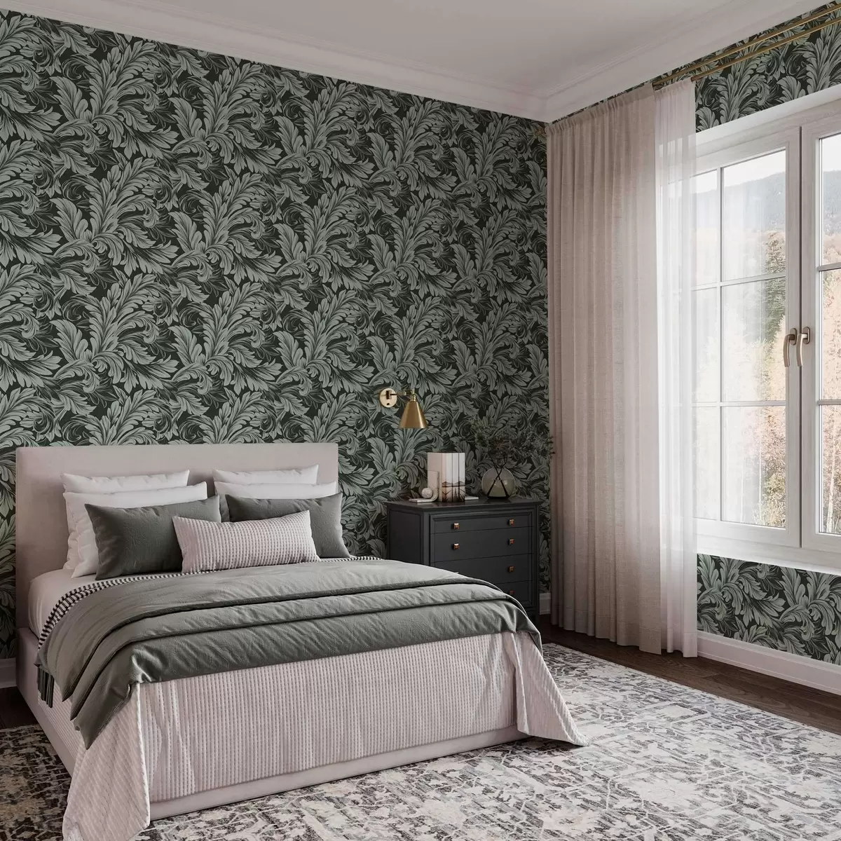 Позадина Тамнозелена позадина са увојцима од менте a00135v4