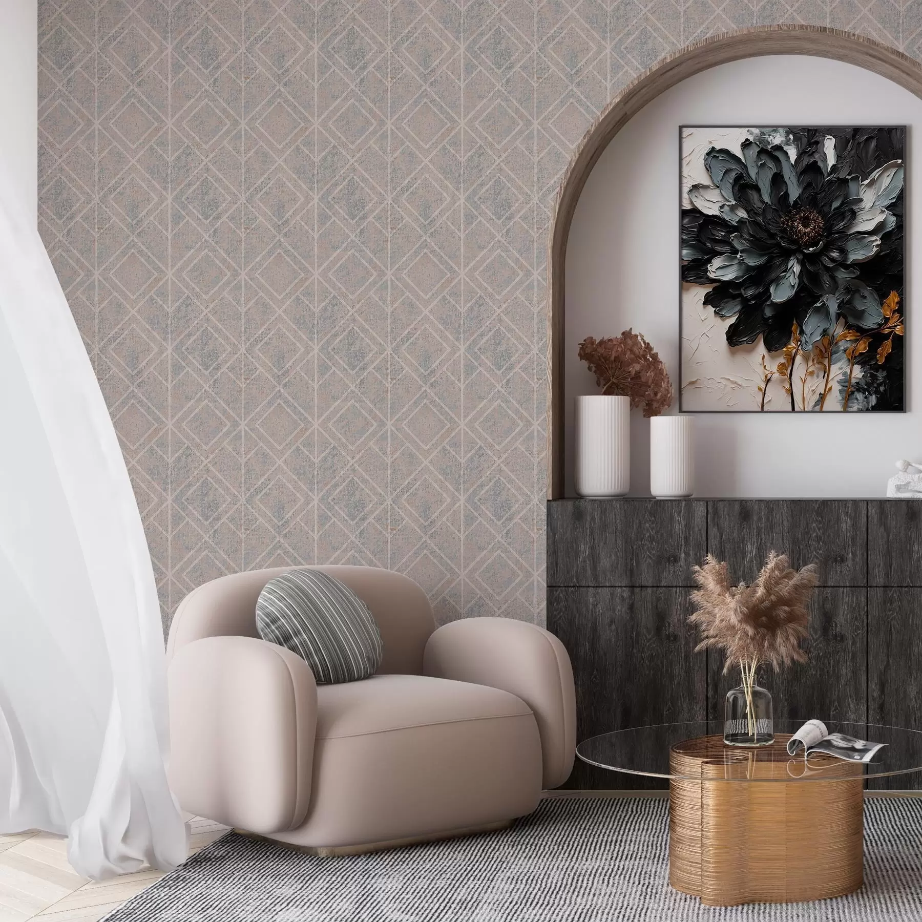 wall murals Класични дијаманти плаве и беж боје a00141v2