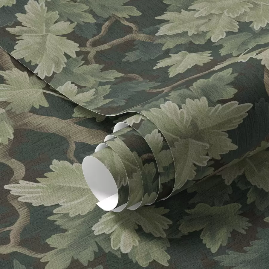 wall murals Храстово лишће на зеленој позадини a00151