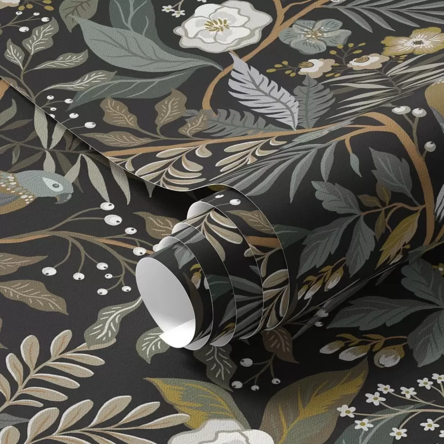 wall murals Птице међу гранама на тамној позадини a00161