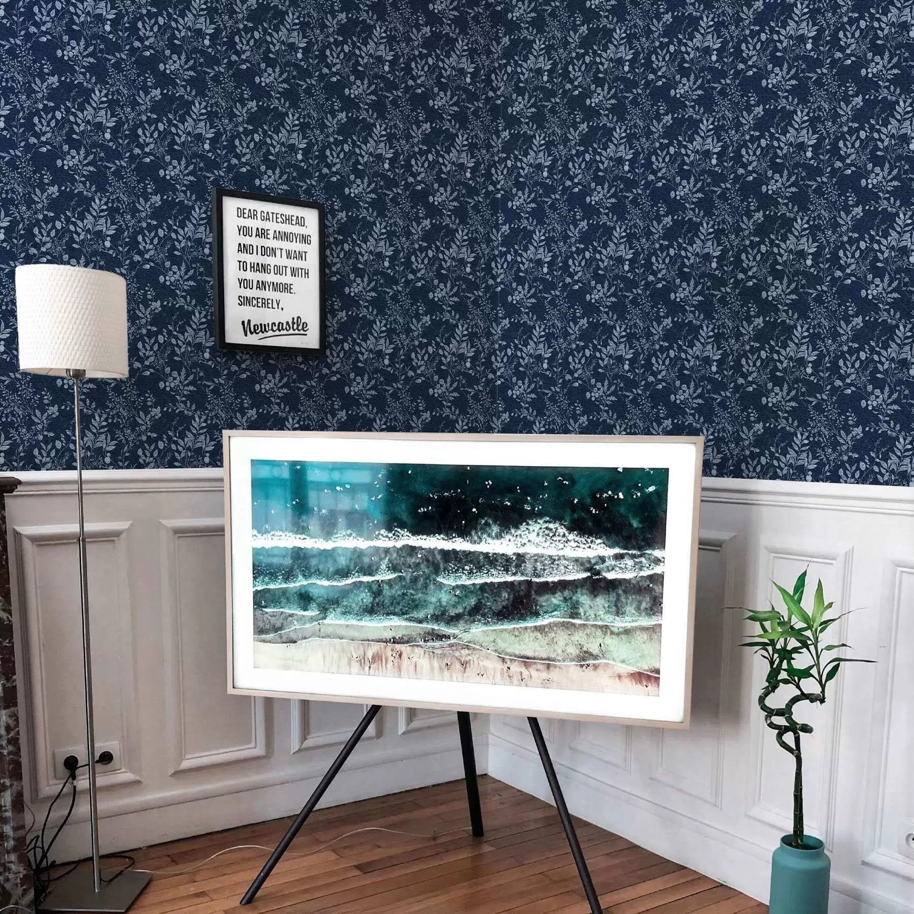 wall murals Светла ботаничка штампа на тамној позадини a00166