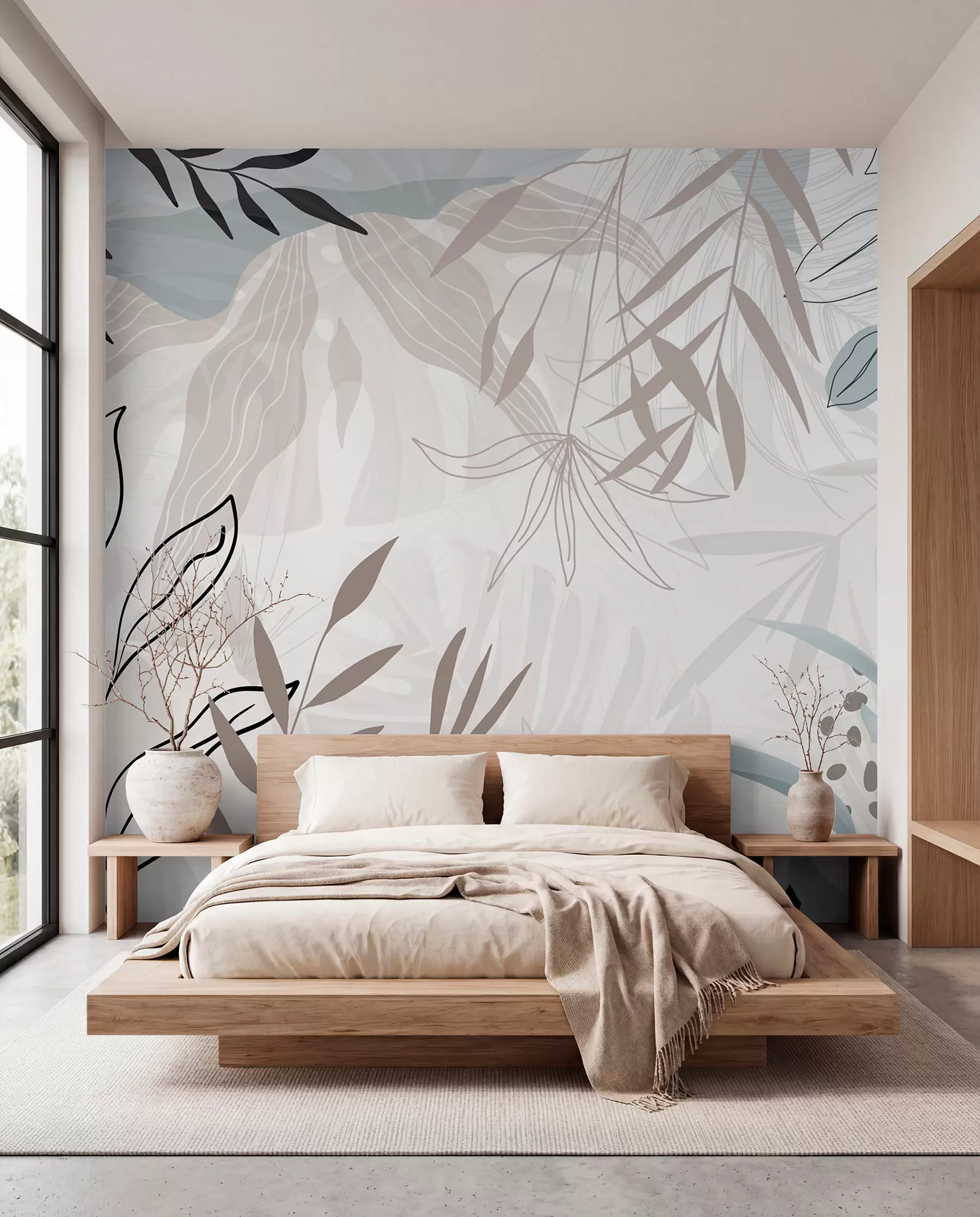 wall murals Lišće u modernim linijama w09105