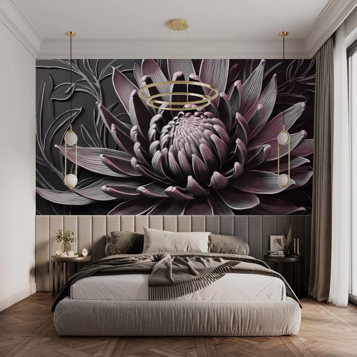 wall murals Цвет протеје, ружичасти и црни w03930v1