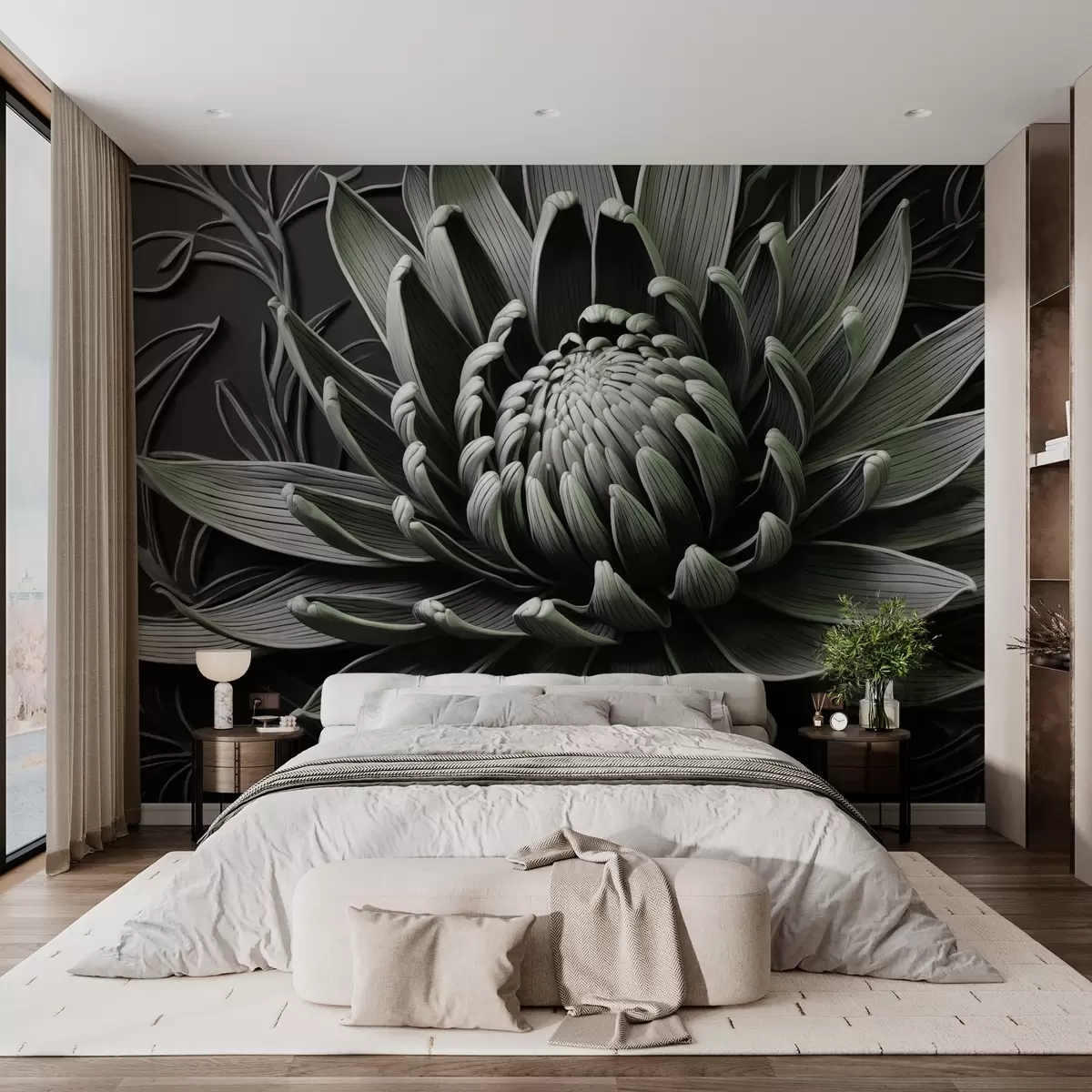 wall murals Цвет протеје, зелени и црни w03930v3